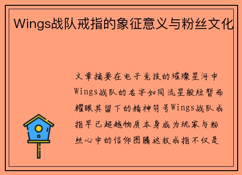 Wings战队戒指的象征意义与粉丝文化