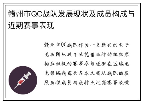 赣州市QC战队发展现状及成员构成与近期赛事表现