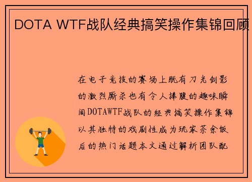 DOTA WTF战队经典搞笑操作集锦回顾